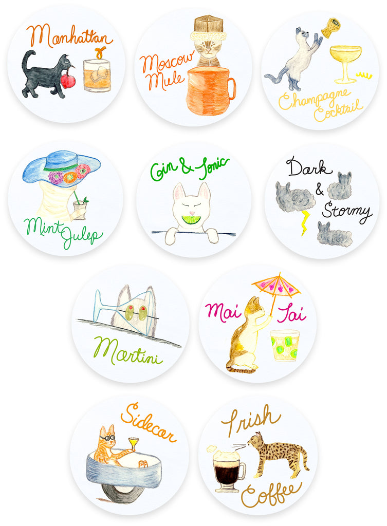 Cats and Cocktails Coasters
