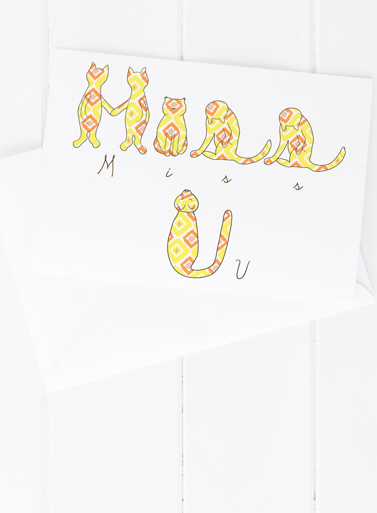 Cat Letters Miss You Greeting Card