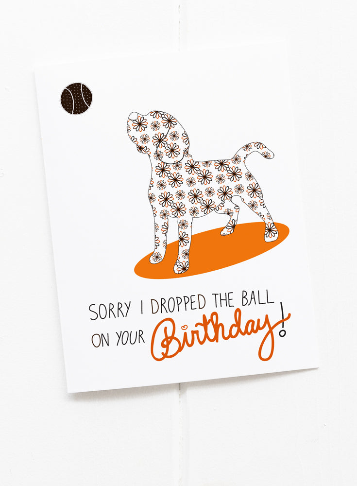 Beagle Dropped the Ball Belated Birthday Greeting Card