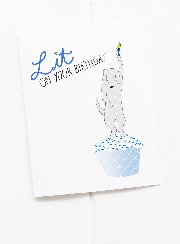 Dog Birthday Candle Lit Greeting Card