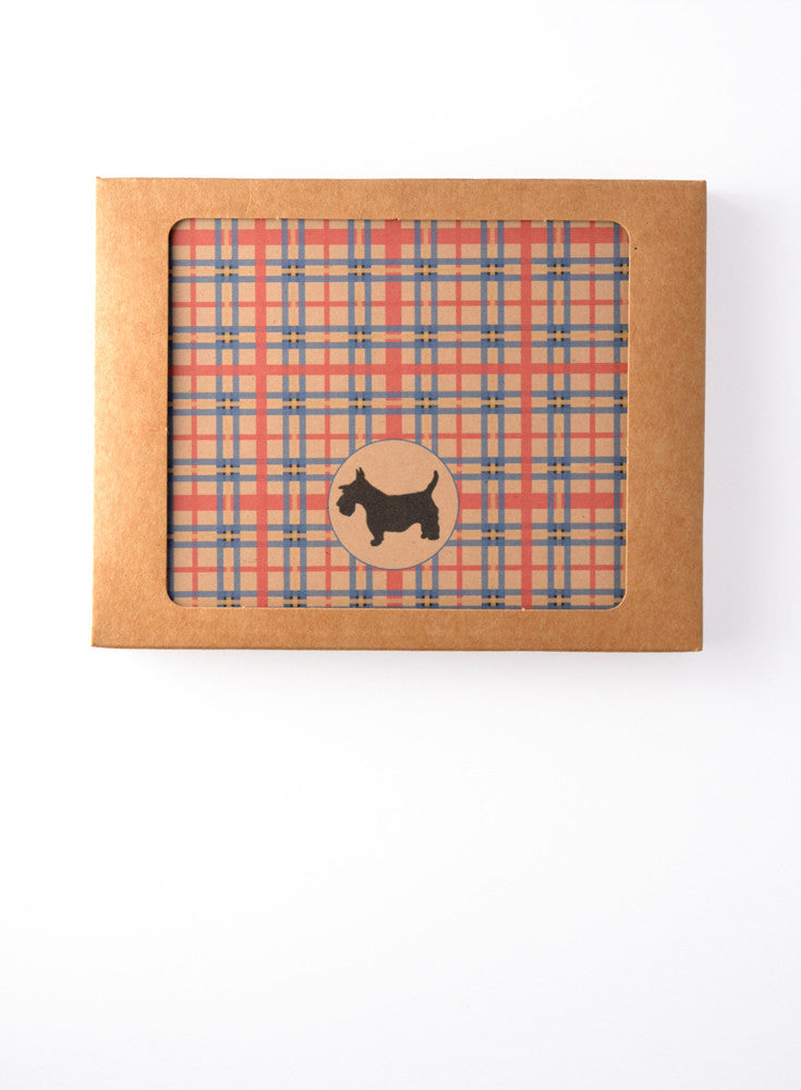 Tartan Pattern with Scotty Icon Boxed Notes