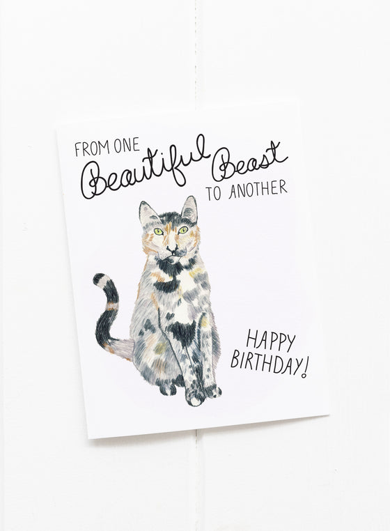 Beautiful Beast Cat Birthday Card