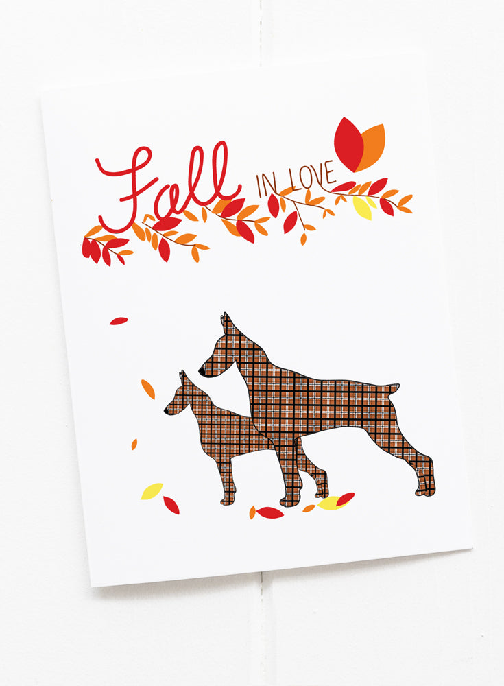 Fall in Love Dog Greeting Card