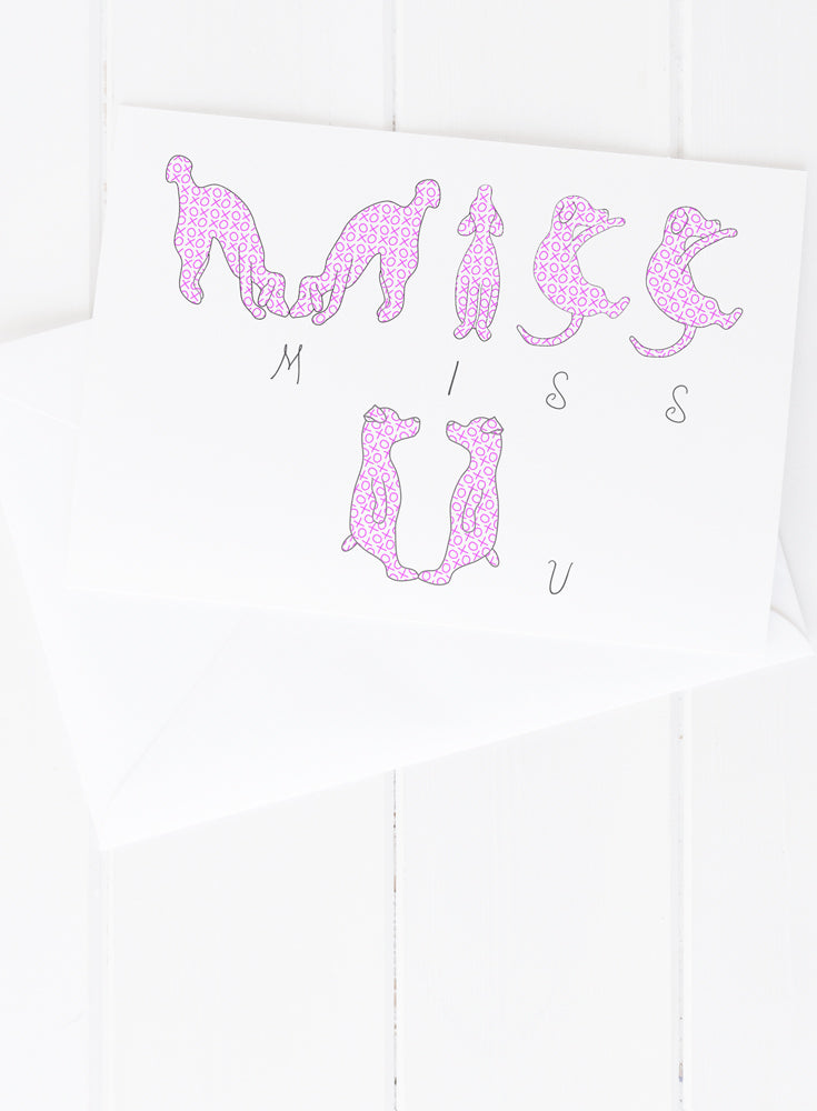 Dog Letters Miss You Greeting Card