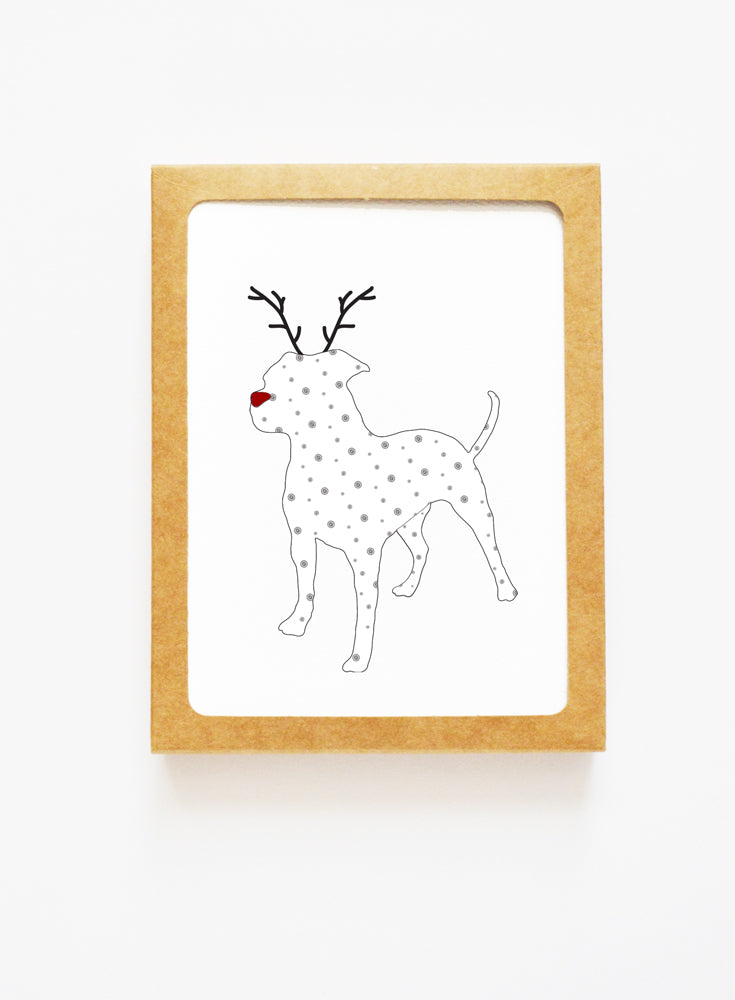 Holiday American Bulldog Reindeer Card
