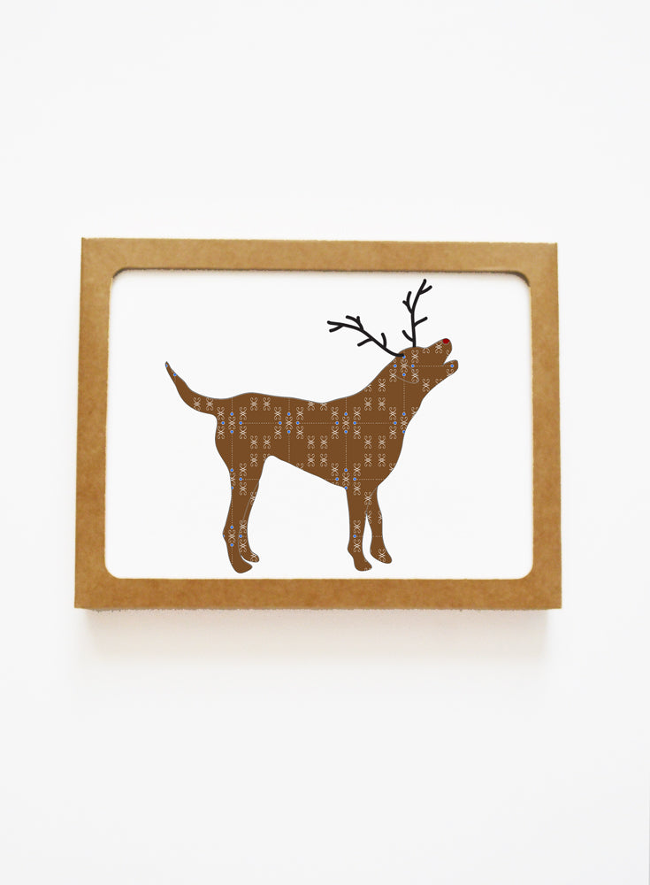 Holiday Chocolate Lab or Chessie Reindeer Card