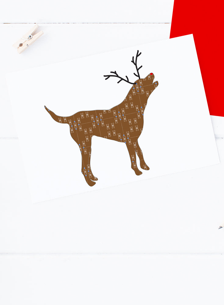 Holiday Chocolate Lab or Chessie Reindeer Card