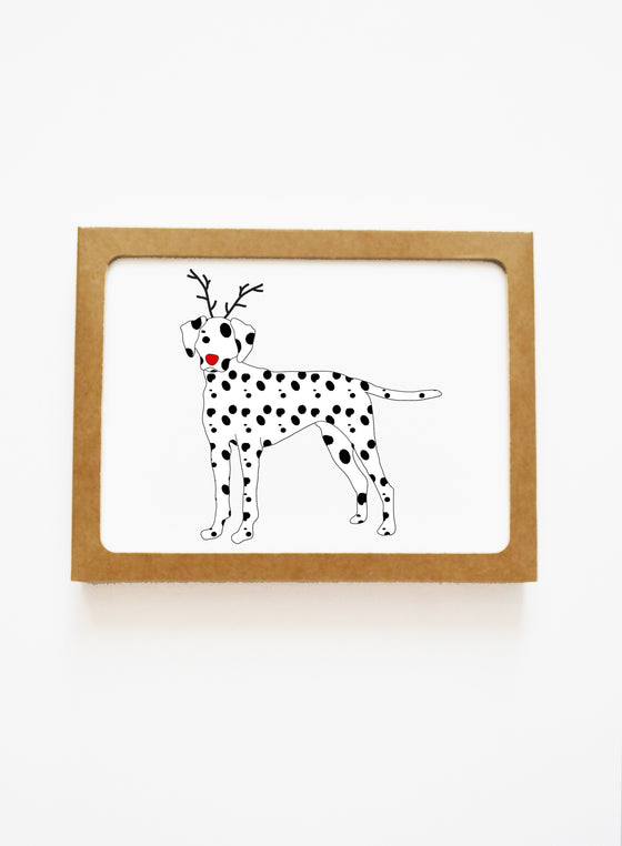 Holiday Dalmatian Reindeer Card