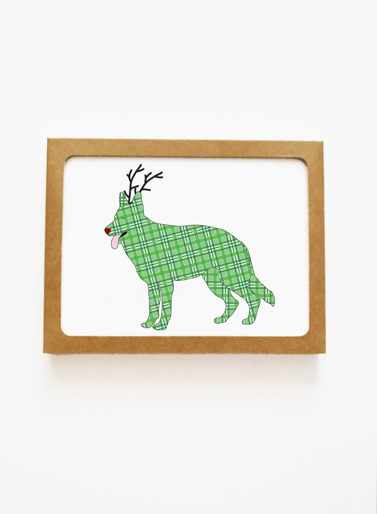 Holiday German Shepherd Reindeer Card