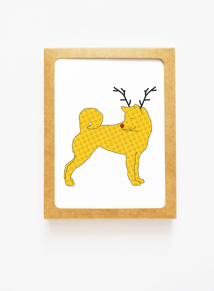 Holiday Shiba Inu Reindeer Card