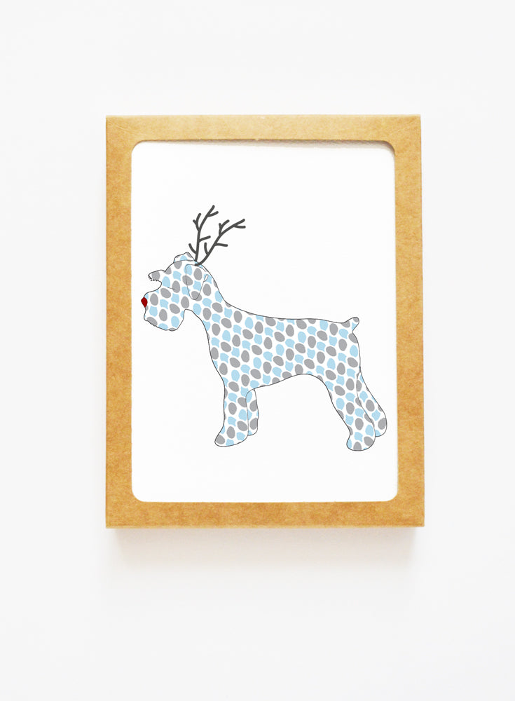 Holiday Schnauzer Reindeer Card