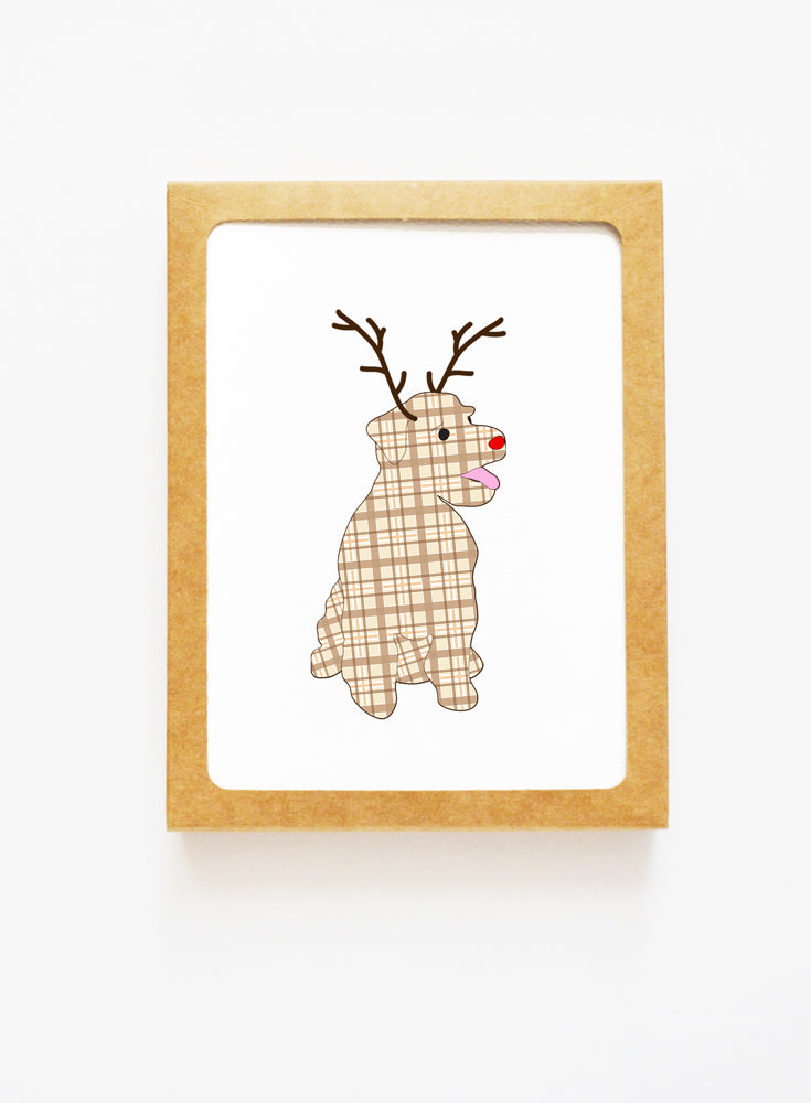 Holiday Wheaten Reindeer Card